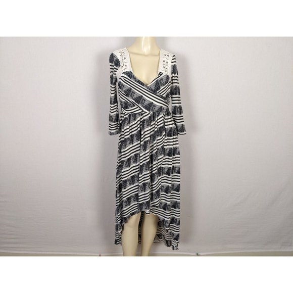 Free People New Romantics high low open back black‎ white maxi dress S / P - Picture 1 of 12